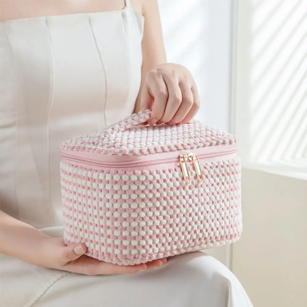 

New Corduroy Makeup Bag Zipper Large Capacity Travel Cosmetic Bag Storage Organizer Portable Toiletry Bag