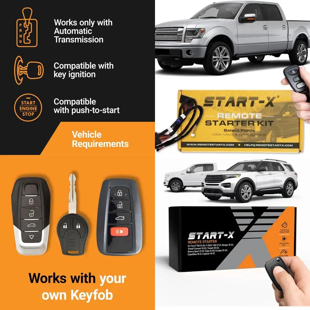 

Комплект дистанционного стартера для Select Ford F-150/F-250/F-350, Ranger, Transit, Transit Connect, Bronco Sport, Edge, Escape, Expedition &