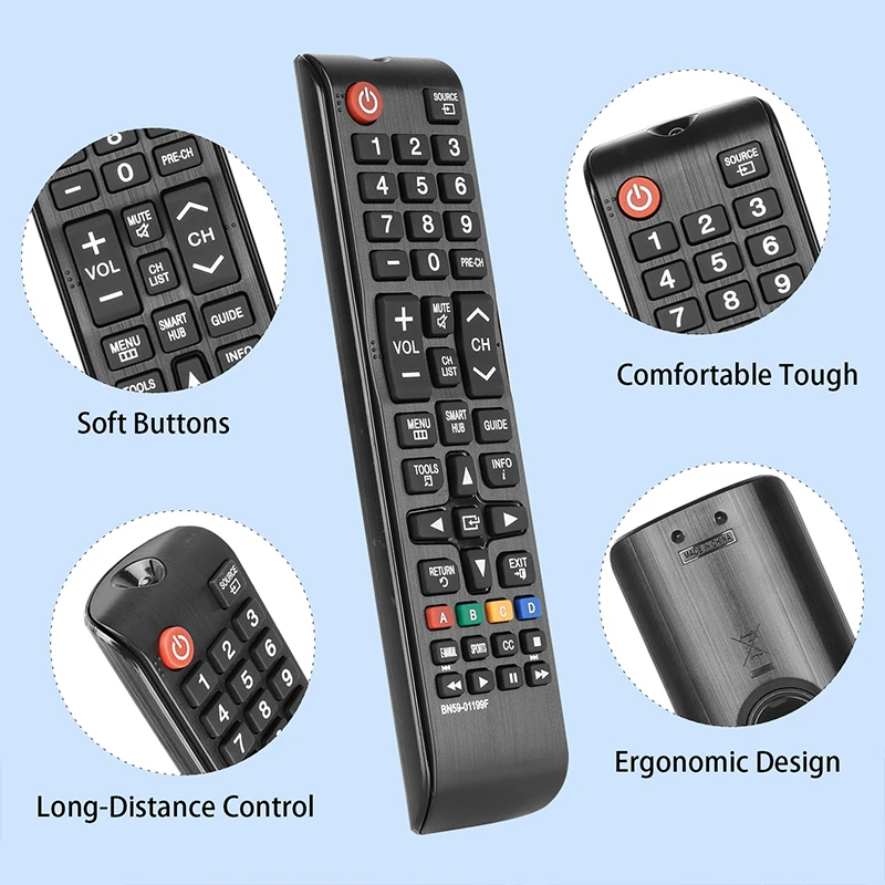 BN59-01199F Remote Control For Samsung TV UN40J5200 UN43J5200 UN48J5200 UN50J5200 UN55JU6400FXZA UN50J620DAFXZA UN48JU640DFXZA