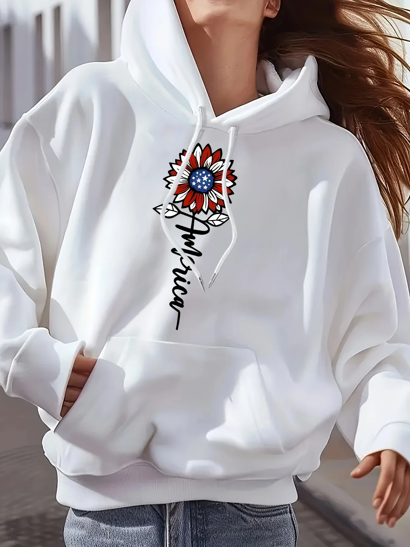 

Floral Graphic Print Autumn and Winter Pure Cotton Hoodie for Men and Women Casual Outdoor Street Sports Loose Training Brand