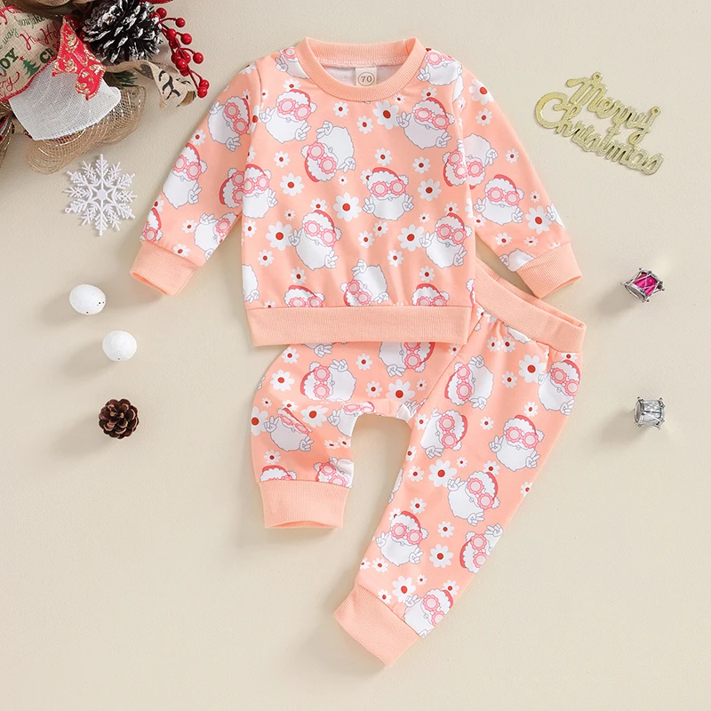 Infant Christmas Reindeer Print Hoodie and Leggings Set Baby Girl Xmas Outfit Toddler Winter Clothes 2 Piece Ensemble
