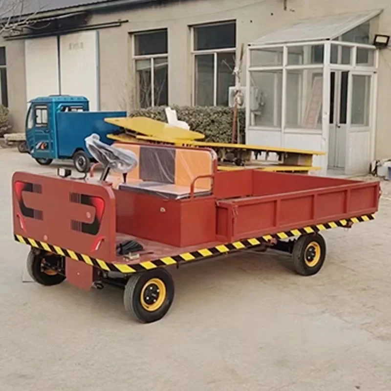 New Energy Four-Wheel Flat Trolley Cer ply Operated Good Appearance Transport Vehicle Rtaura