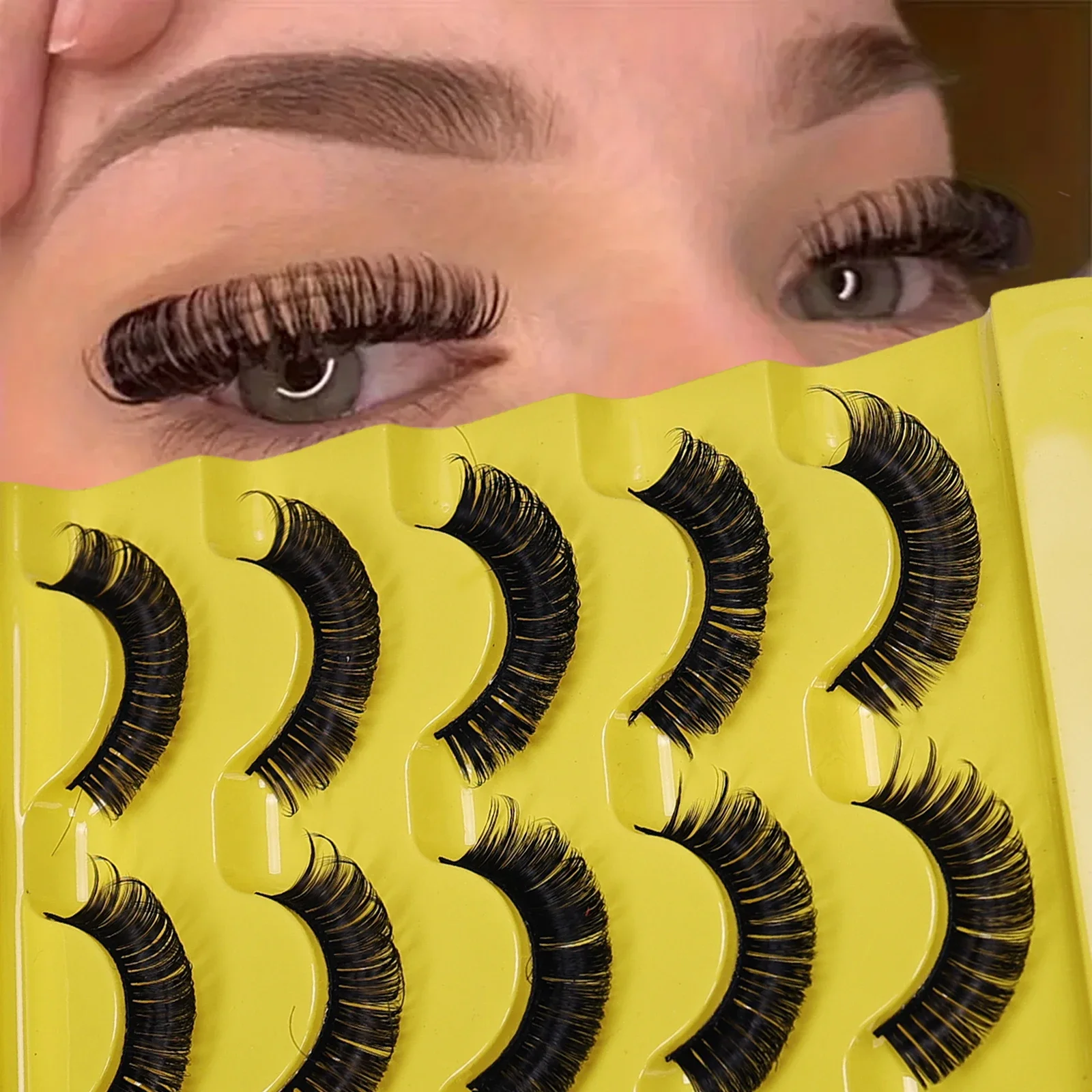 ขนตาปลอม 5 คู่ ขนตาปลอมแบบรัสเซีย ขนตาปลอมแบบฟู เหมาะสำหรับผู้เริ่มต้น ใส่ในงานปาร์ตี้ทุกวัน