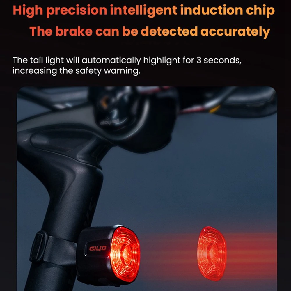 Luz trasera de freno inteligente para bicicleta de montaña y carretera, sensor de freno automático, recargable por SB, IPX6 resistente al agua, LED,