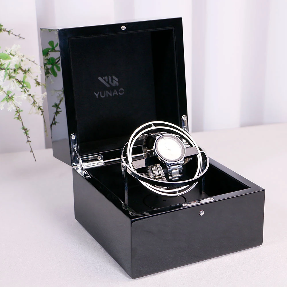 

Custom Luxury Rotatable Automatic Watch Winder Box Square Black Gloss Watch Storage Case Mechanical Watch Box