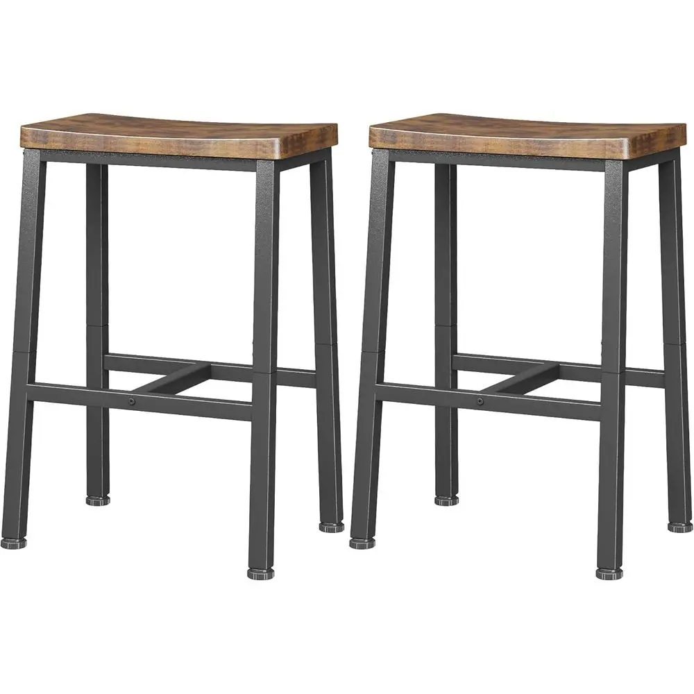

Set of 2 Counter Height Bar Stools, 23.6 Seats with Footrests, Rustic Brown Finish