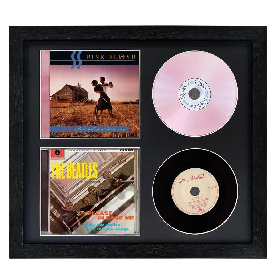 

CD Frame with Double CD Booklet, Frame 2 CDsCD Music Display Frame for Disc and CD Box, Signed CD Frame Display Case with Real G