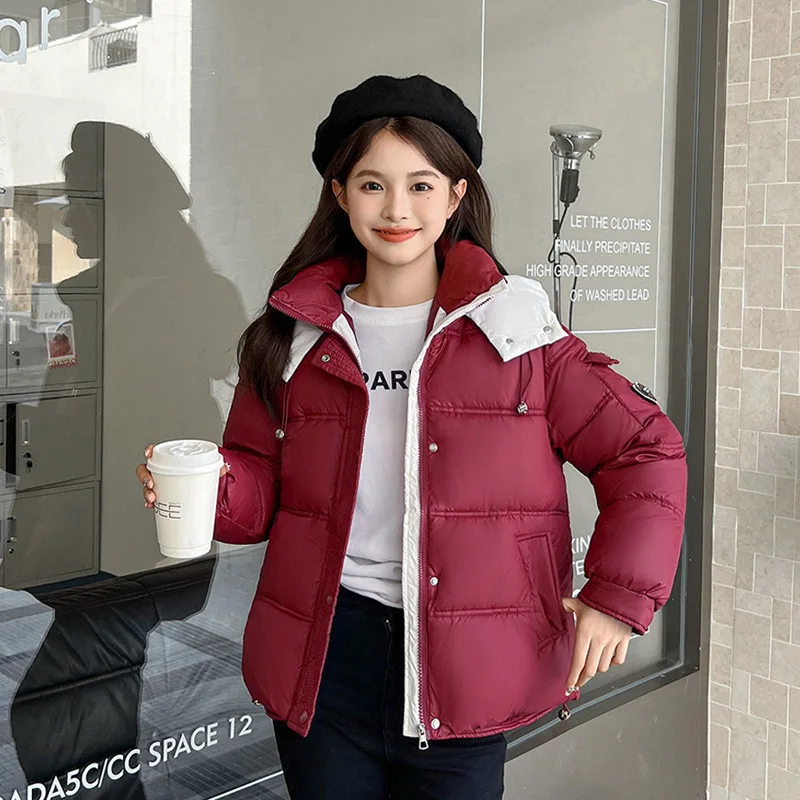 Sports Style New Blocked Down Cotton Jacket Women Winter Short Outer Wear Thick Parkas