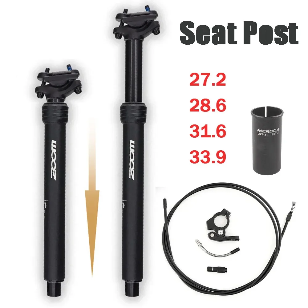 ZOOM Bicycle Dropper Remote Control Telescopic Seatpost 27.2/30.9/31.6 MTB 30 9 31 6 27 2 Internal Wiring adjustable Seat Post