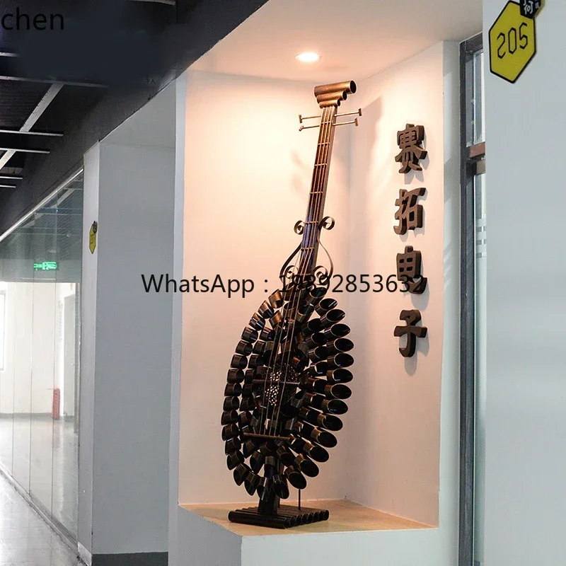 7ZSPmetal abstract violin musical instrument high-end  hotel lobby living room entrance floor large-scale decoration artwork