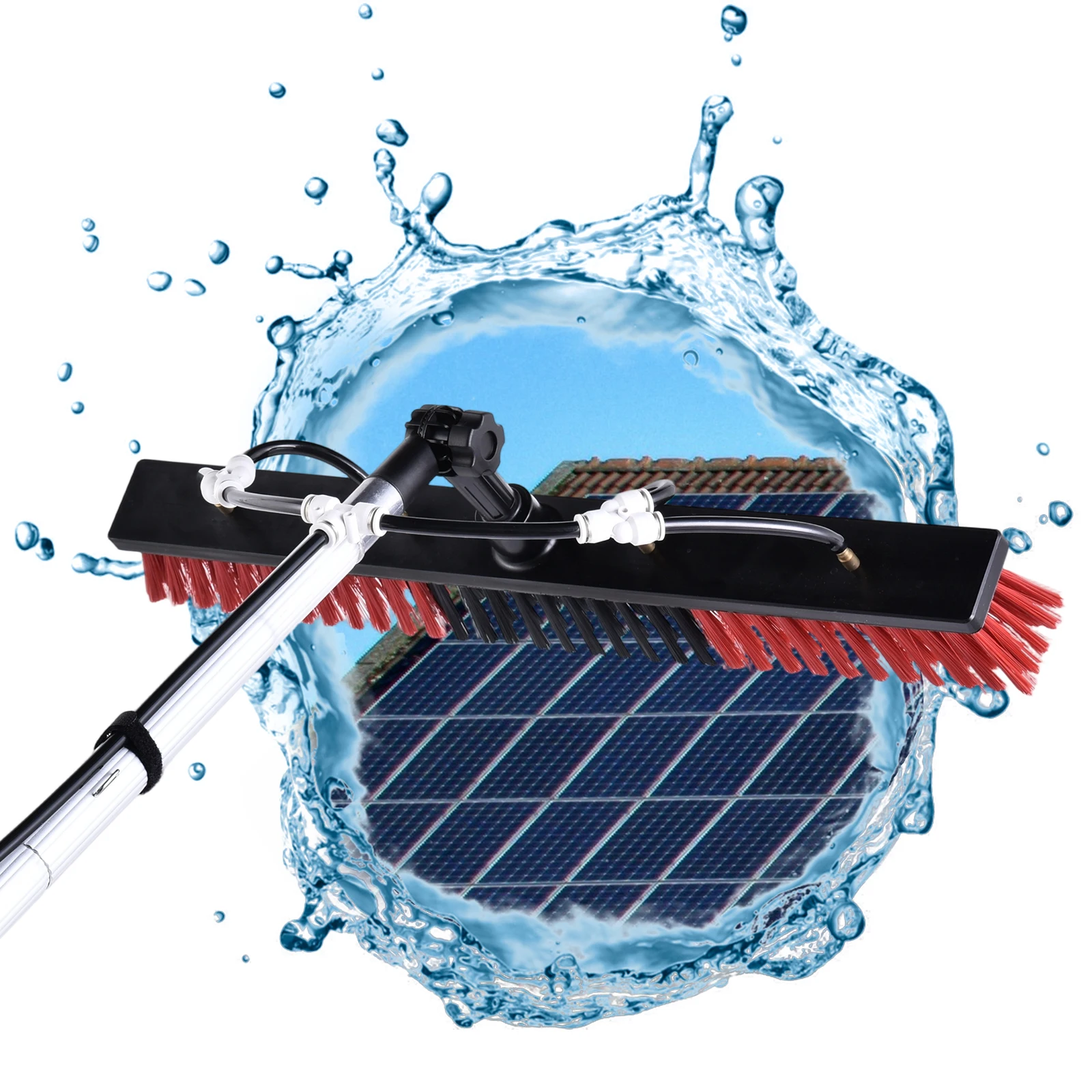 Solarpanel-Reinigungsbürste und -stange, 12 m ausziehbarer Fensterreiniger, verstellbare Glasbürste für den Außenbereich für Glasdach