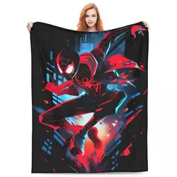 Miles Morales Graffiti Warm Soft Blanket Spiderman Travel Plush Bedding Throws Fluffy Couch Bed Flannel Bedspread Sofa Bed Cover