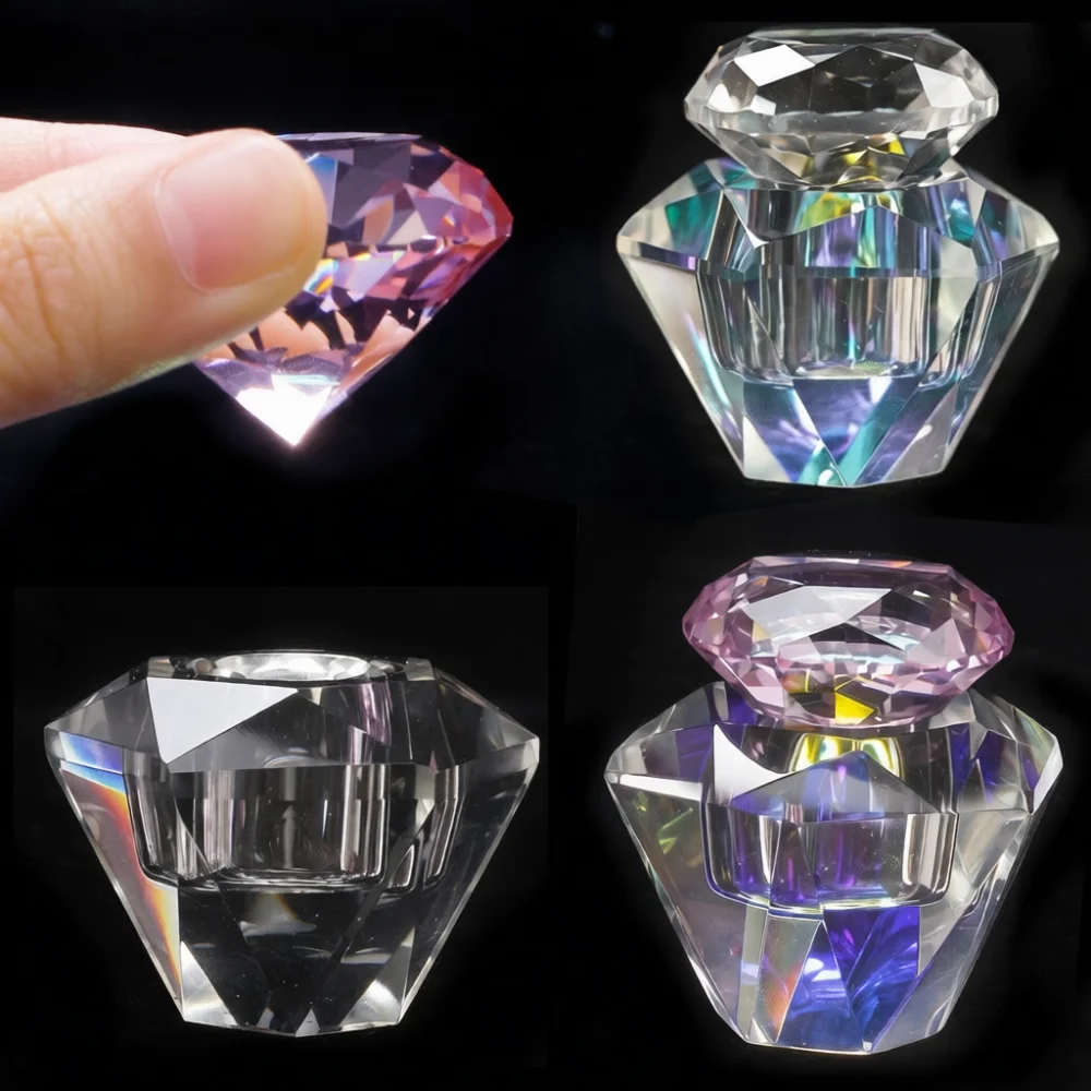 Dazzling Diamond Crystal Cup For Nail Art Acrylic Liquid Dish Manicure Tool Stand Brush Cleaning Pot Aesthetic Table Decor