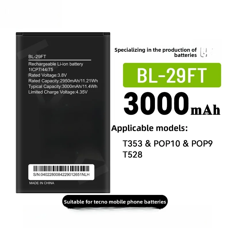 In Stock BL‑29FT Phone Battery for Tecno T353/POP10/POP9/T528