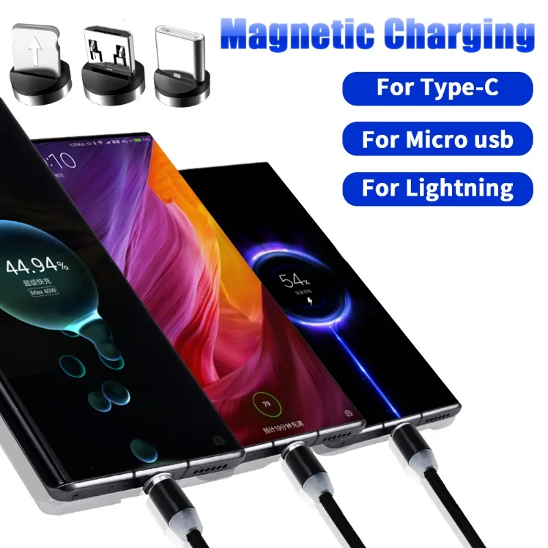 3A Magnetic USB Fast Charging Cable for Iphone 14 13 Xiaomi Samsung Fast Charging Data Wire Cord Magnet Charger 1/2m Phone Cable