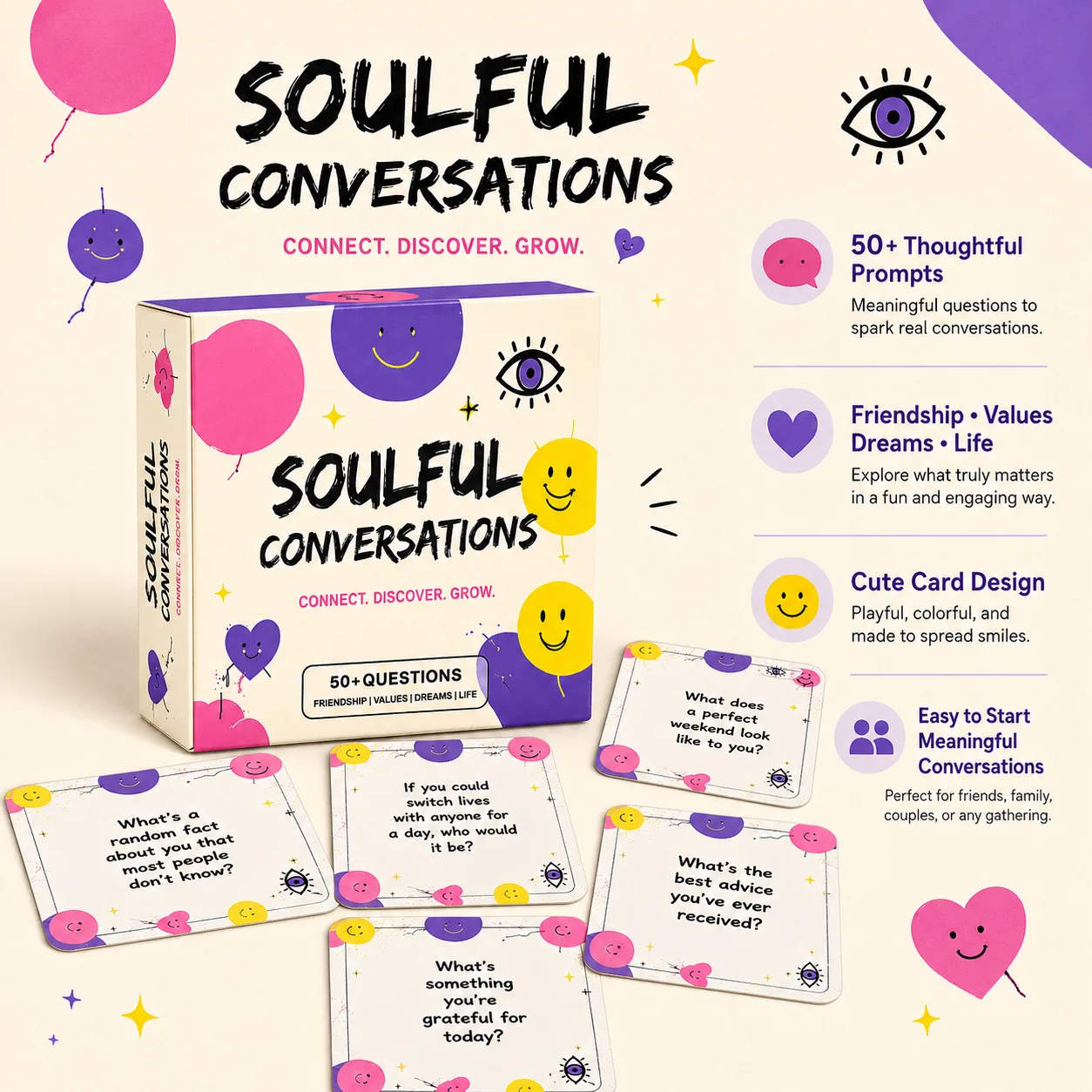 Soulful Conversations Question Card Game Deep Conversation Icebreaker Game For Friends Family Dinner Party Gathering Night