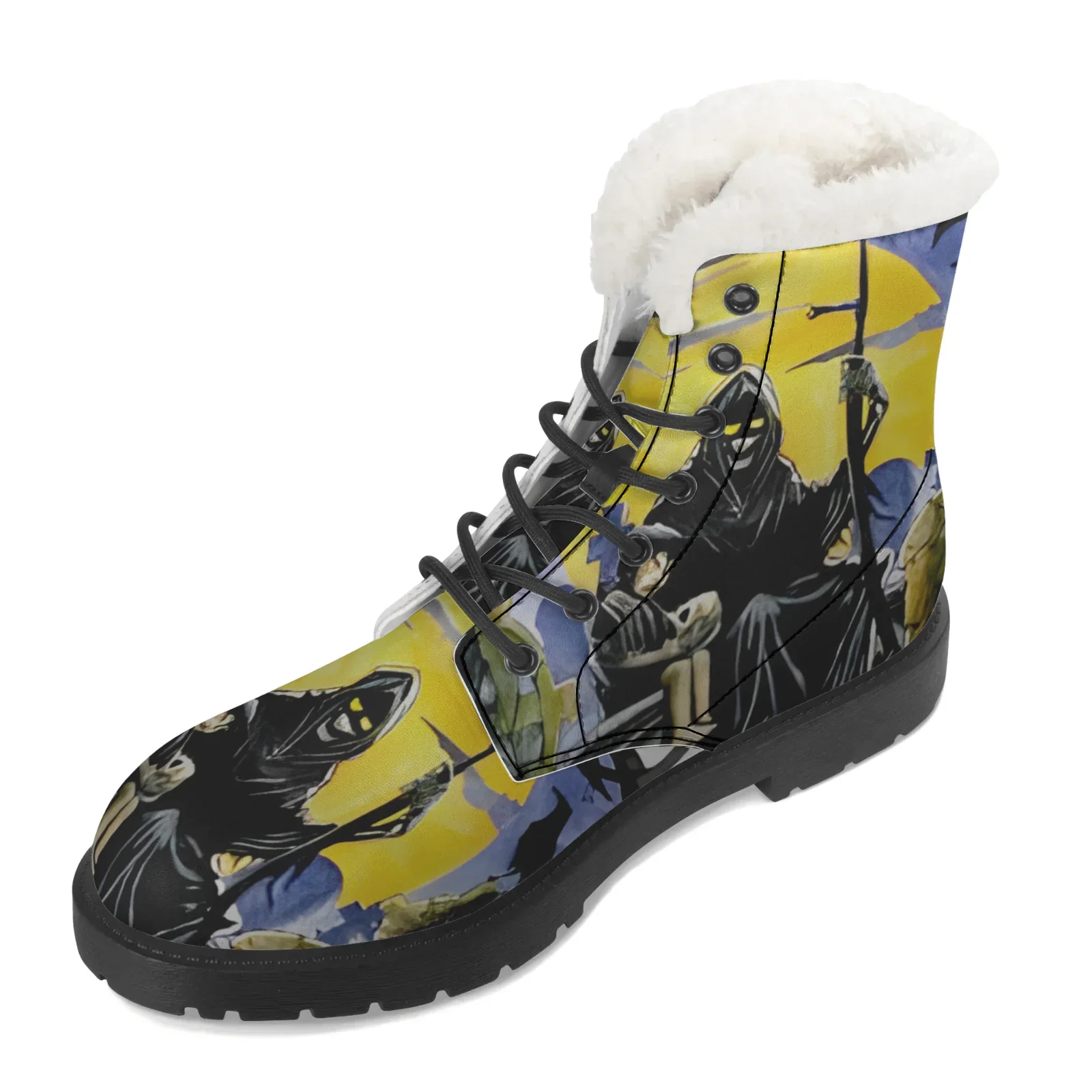 

Black heavy metal band Death Street Plush Boots Men and Women Casual Boots Lightweight and Warm Snow Boots