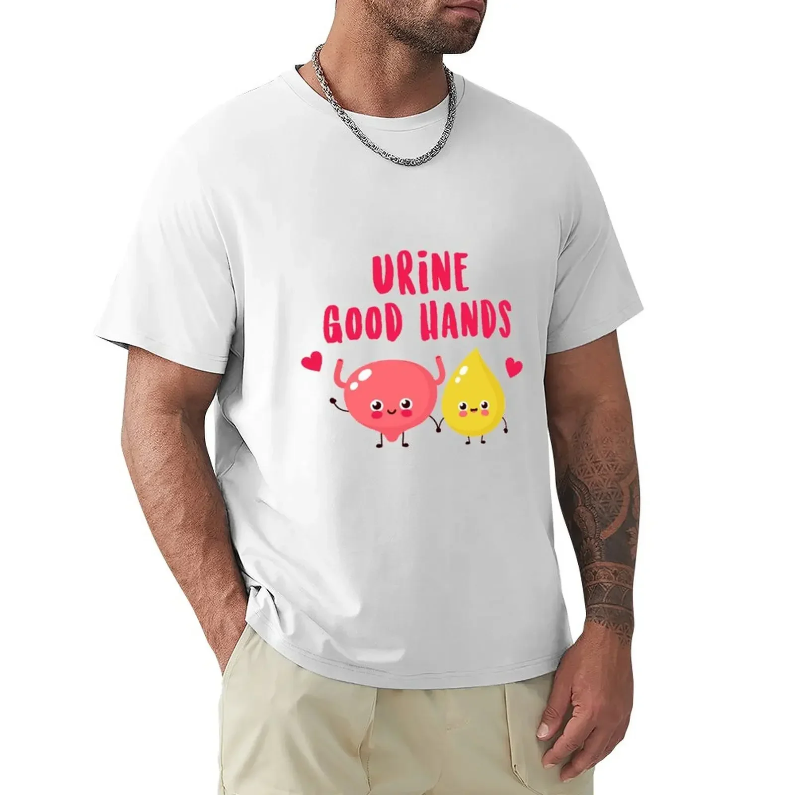 Urine Good Hands [medical, nursing puns] T-shirt customs cute clothes oversizeds  tops mens tall t shirts