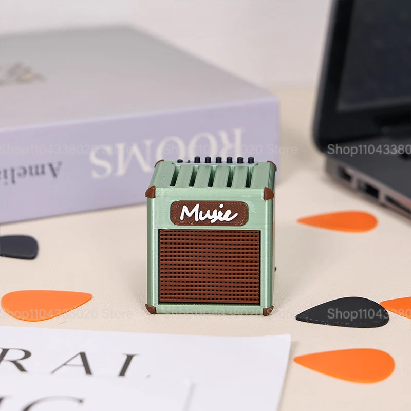 حامل اختيار جيتار محمول مطبوع ثلاثي الأبعاد على شكل مكبر صوت مقاوم للماء حقيبة أعواد جيتار جميلة #5