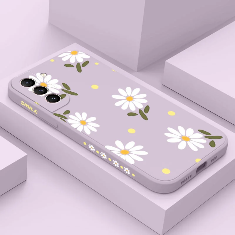 Scattered Daisy Phone Case For Samsung Galaxy S24 S23 S22 S21 S20 Ultra Plus FE S10 S9 S10e Note 20 Ultra10 9 Pro Plus Cover