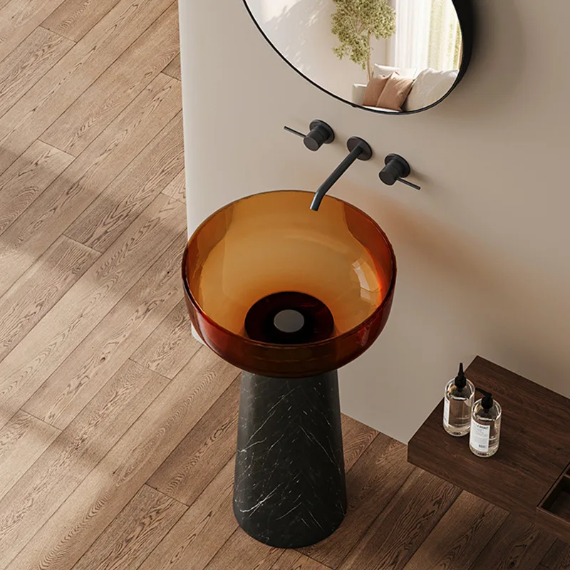 Column basin Color transparent, artificial stone heat transfer wash basin 3