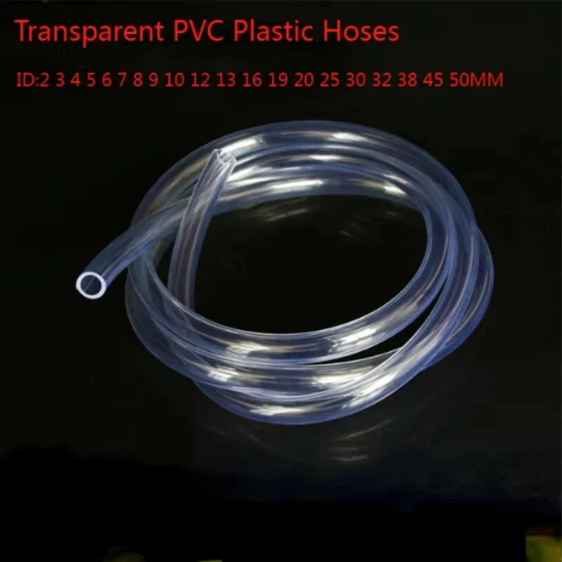 1M/5M Transparent PVC Plastic Hoses, Water Pump Tube, Inner Diameter 2, 3, 4, 5, 6, 8, 10, 12, 14, 16, 18, 20, 25, 30, 32-50mm