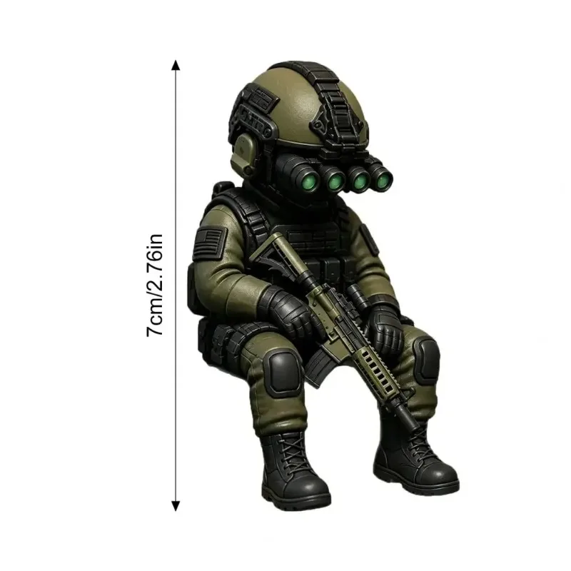 Mini-Soldatenfigur Dekoration Sitzender Scharfschütze Statue Bewaffnete Spezialeinheiten Statue Militär-Soldatenskulptur Sammlermodell – Detail 1
