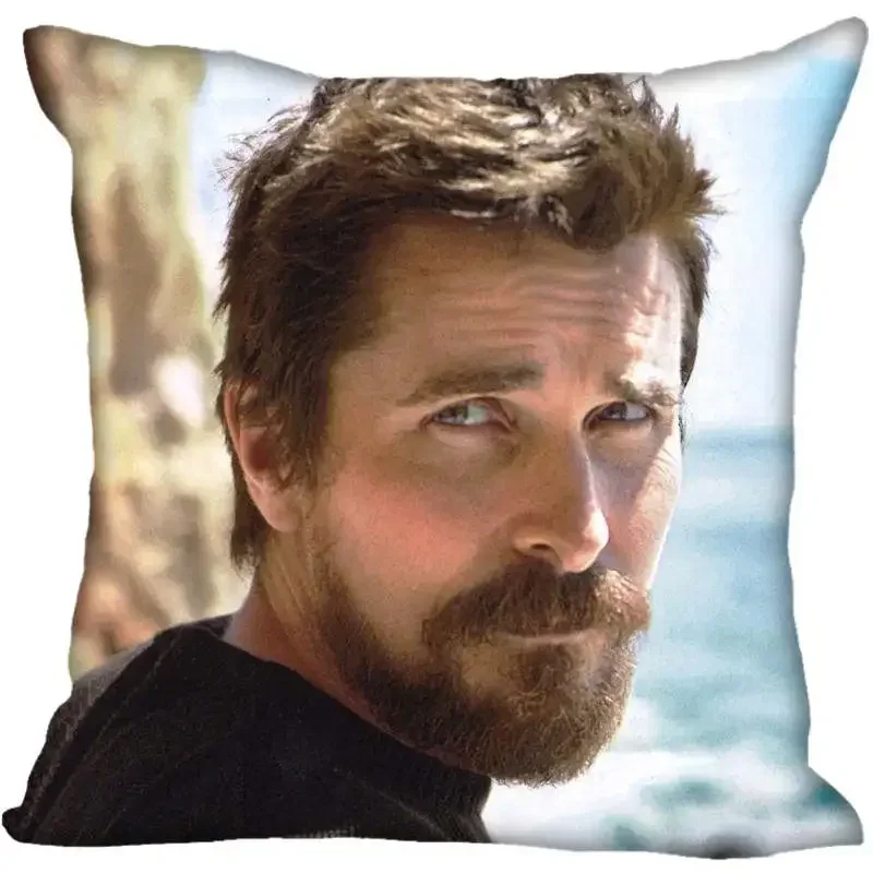 Hot Custom Christian Bale Square Pillowcase Custom Zippered Bedroom Home Pillow Cover Case More Size 45x45cm Best Gift