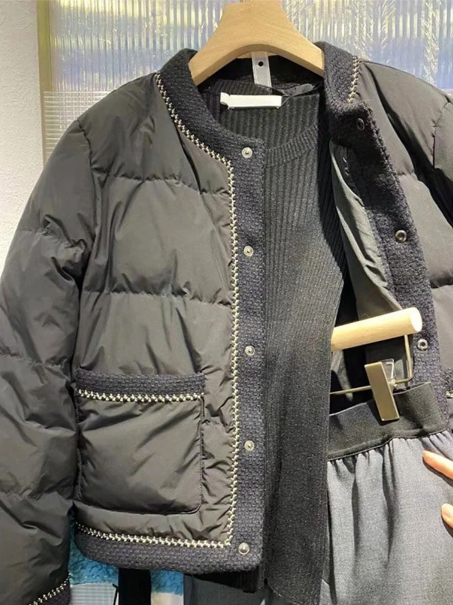 

Autumn Winter Large Size Men's Cotton Jaet Lightweight Warm round Ne Bread Sle Casual Faion Brand Thai eng