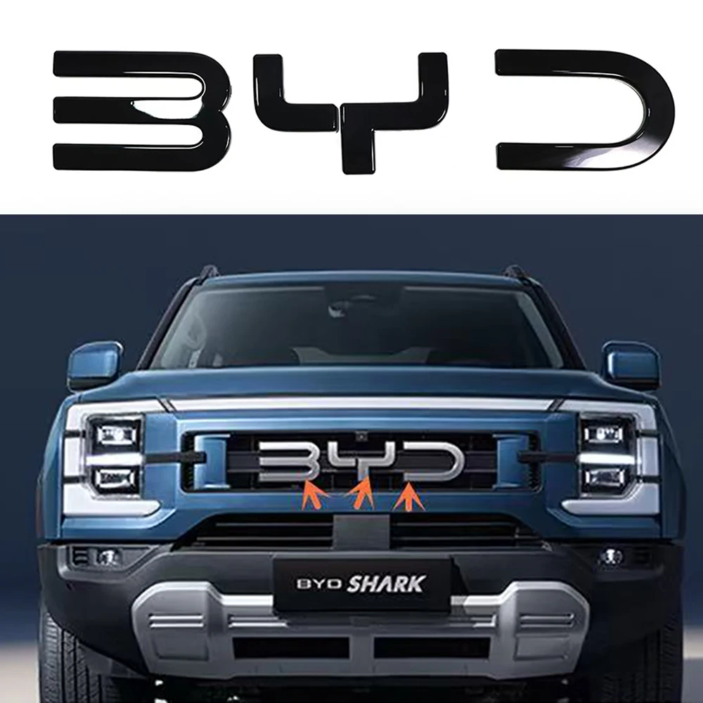 

Front Badge Letter Sticker Logo Decorative Sticker 3D Sticker Cover Fit For BYD Shark 6 Car Tailgate Lettering Accessories Tools