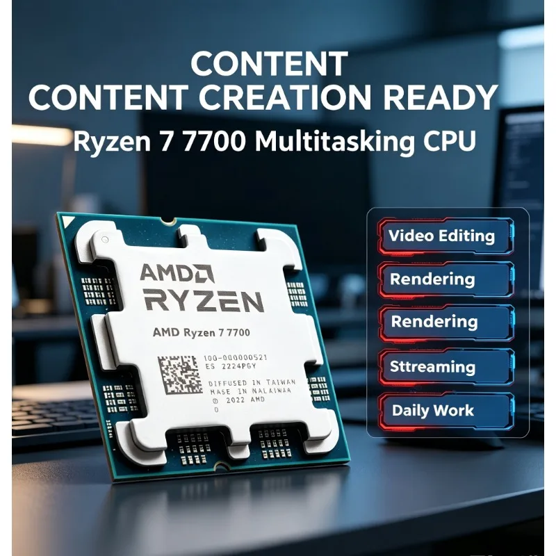 AMD Ryzen 7 7700 R7 7700 Desktop CPU 8‑Core 16‑Thread 5.3GHz 40MB Processor Socket AM5 DDR5 For Gaming PC without cooler