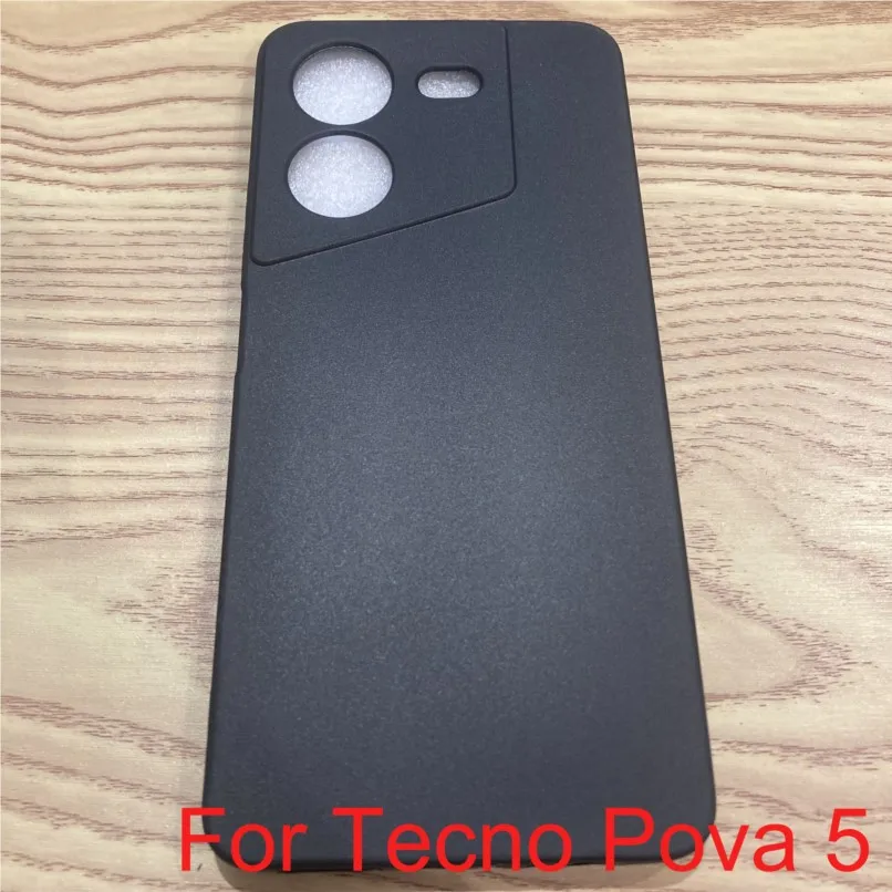 black guard on for Tecno Pova 5 Pova5 case matte soft silicone tpu back cover case slim shockproof shell protector