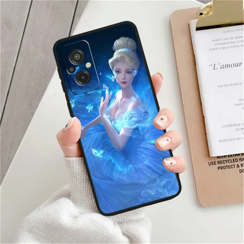 Disney Cinderella Cute For Xiaomi Redmi K60 12C 12 11A A1 11 10C 10X 9T 9C 9AT 8A Pro Silicone Black Phone Case