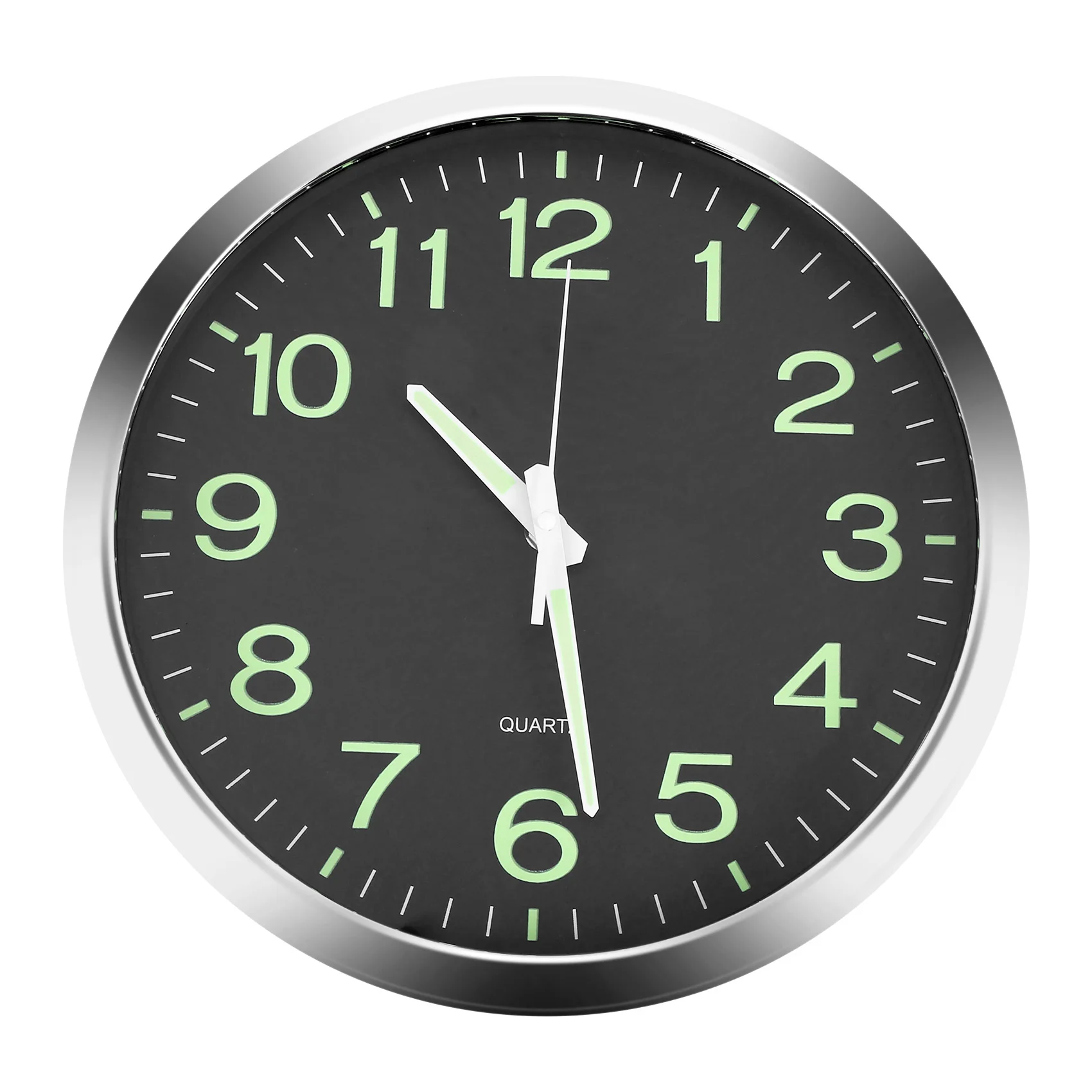 T79C 12 Inch Round Large Luminous Wall Clock Glow in the Dark Non-Ticking Indoor Decor -Silver