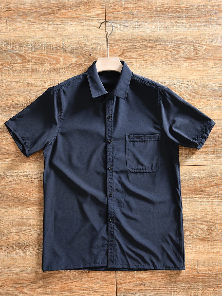 Men's Basic Style Short Sleeve Shirt Summer Casual Breathable Moisture Wicking Pure Color Lightweight Fashion Urban Shirt