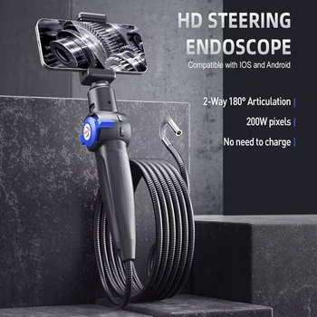 Handheld Borescope Inspection Camera 8.5mm Lens IP67 Auto Repair Endoscope 360 ​​Degree Turning High Temperature Resistant