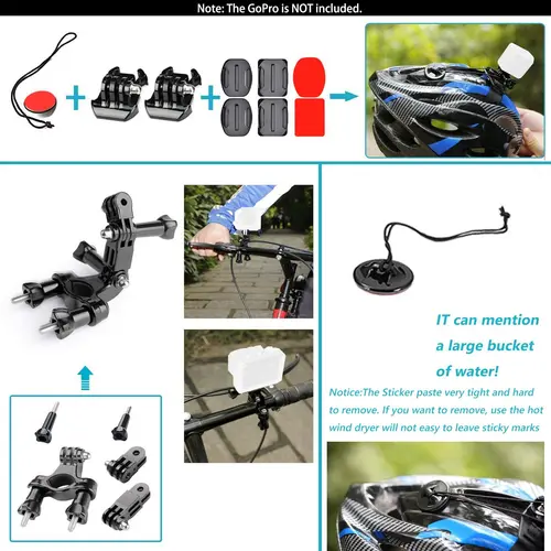 Imagen 2 del producto Juego de accesorios de Cámara de Acción para Gopro Hero13 12 11 10 para Xiaomi Yi Insta360 X4 X3, Kit de funda, soporte de correa, palo de Selfie para motocicleta