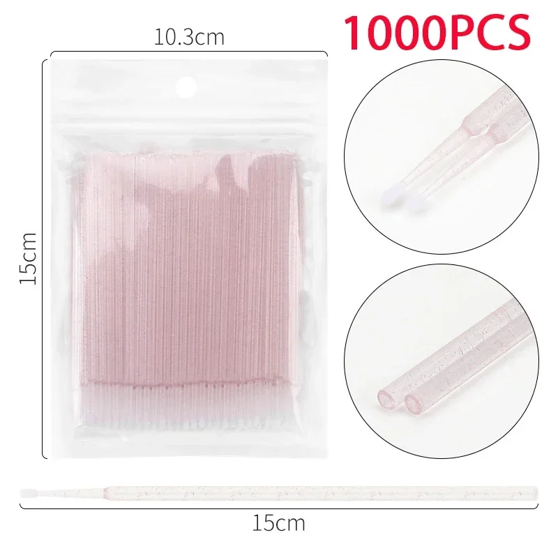 500/1000PCS Wimpern Pinsel Baumwolle Tupfer Micro Einzelne Wimpern Microbrush Entfernen Reinigung Lash Extensions Accessori