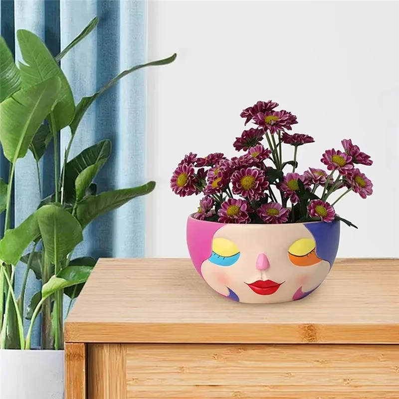 

N04R Succulentresin Flower Vase Pot Female Decorative Aesthetic Modern Desktop Planter