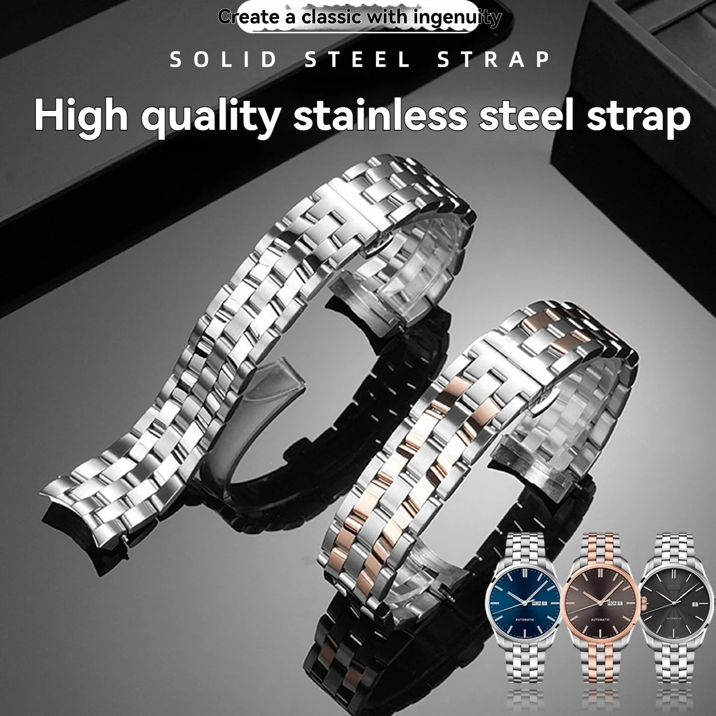 ミド・ベッルナ-m024407630用--20mm-カーブエンド-ソリッドステンレススチール-シルバー-ウォッチストラップ-ブレスレット--交換用時計バンド