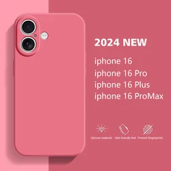 For iPhone 16 Pro Max Case Liquid Silicone Plain Case For iPhone 16 ProMax 15 14 13 11 Cover TPU Anti-drop Phone Protector Cover