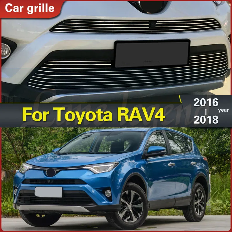 

For Toyota RAV4 2016--2018 Body Kit Front Bumper Cover Modified Grille Accessories High-quality Stainless Steel Racing Grill