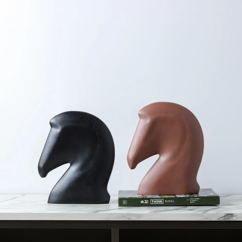 

Modern minimalist resin abstract horse head ornaments,living room foyer office desktop decoration crafts,aesthetic room decor