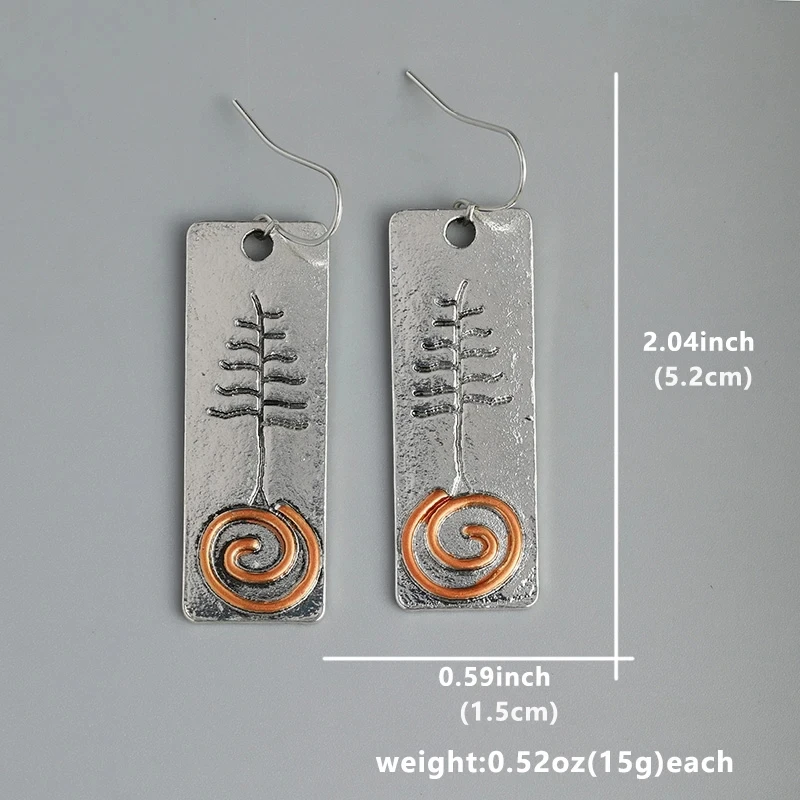 Vintage Boho Women Handmade Simple Square Tree Drop Silver Color Earrings Party Jewelry Gifts
