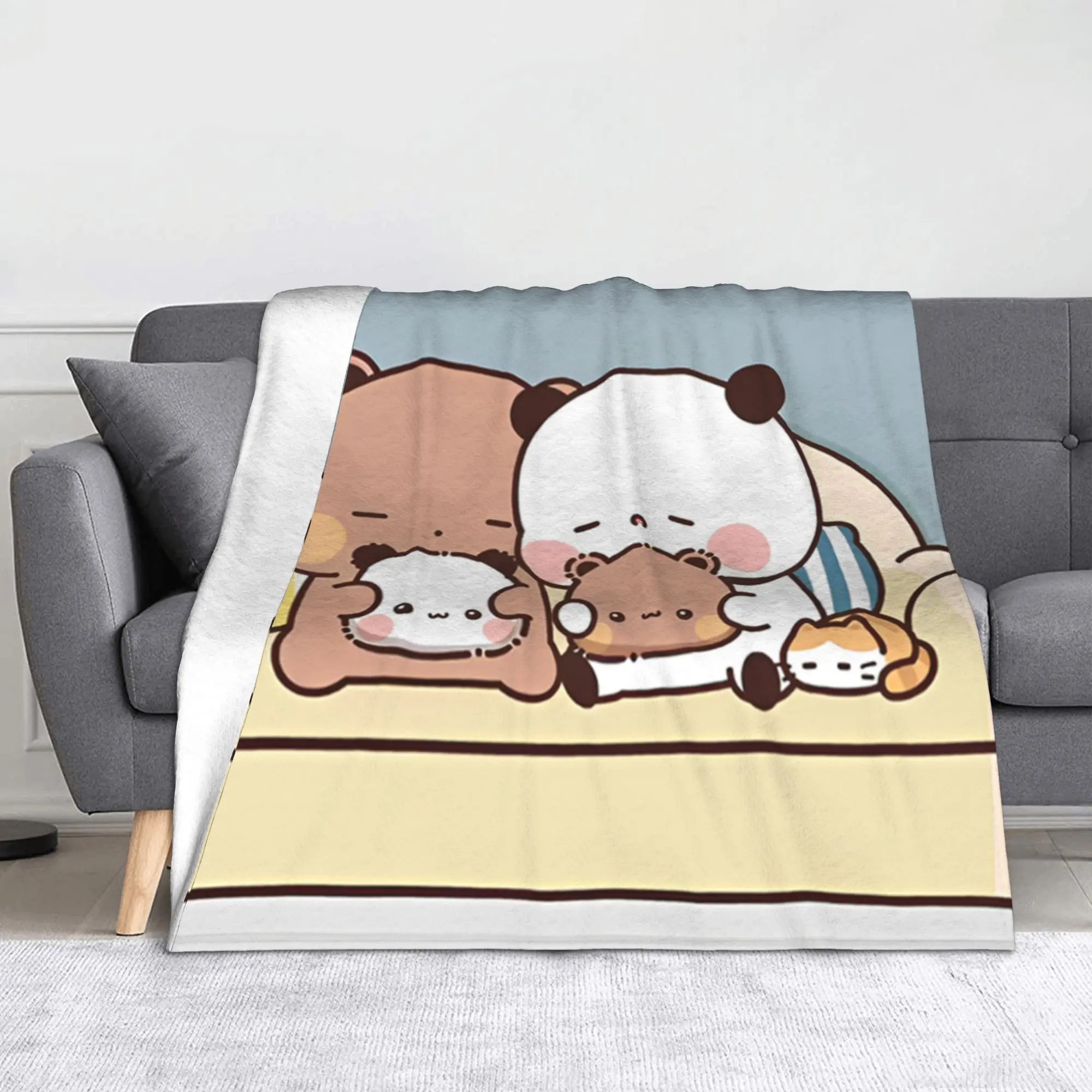 

Одеяла с медведем панды Бубу и Дуду, нечеткая новинка, мягкое одеяло для домашнего ресторана, текстильный декор