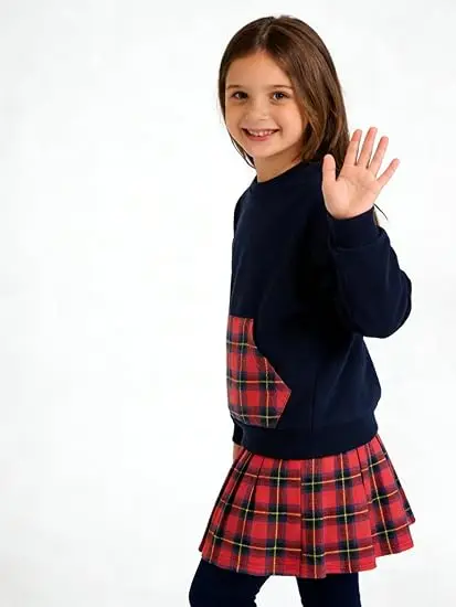 Little Hand Girls Casual Outfit Toddlers Heart Print Valentines Sweatshirt with Pocket Top Long Pantskirts 2pcs Pant Set 2-12Y