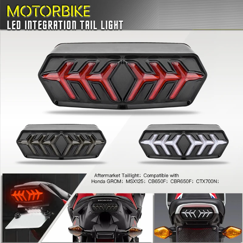For Honda GROM MSX125 GROM125 CB650F CBR650 CTX700 CTX700N Modified Motorcycle LED Turn Signal Brake Tail Light Integrated Light