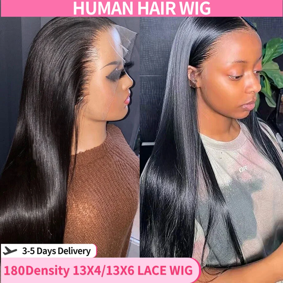 13x4 Straight Lace Front Wigs Human Hair Pre Plucked 13x6 Transparent Lace Front Wigs 180 Density Brazilian Remy Hair For Women