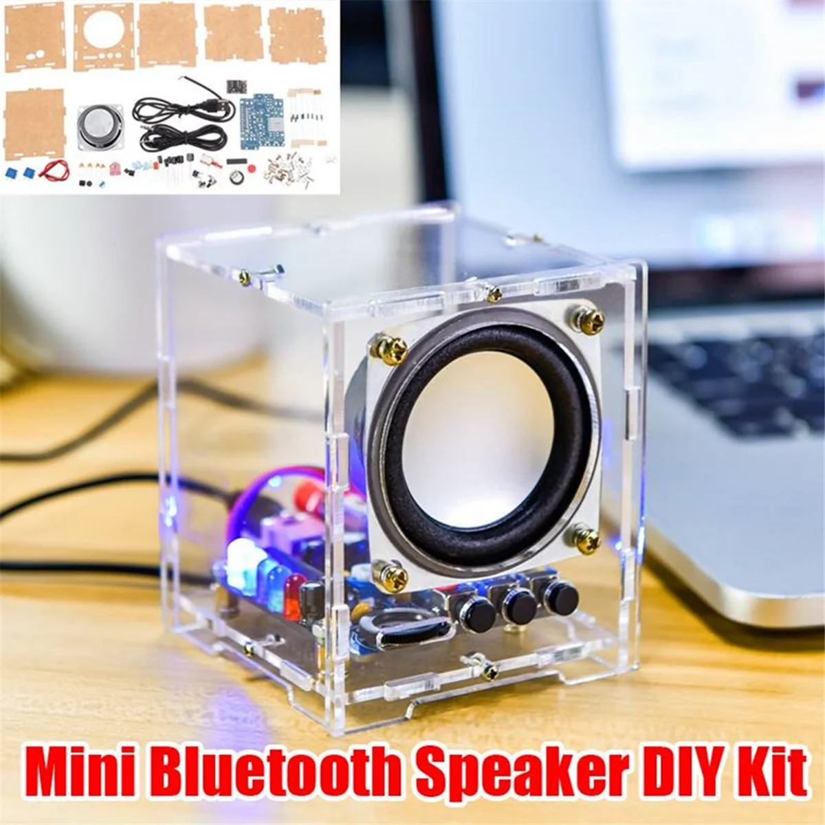 HU-009 Bluetooth Speaker Mini Spaker Unit Electronic Component DIY Kit Wireless Wired 5V DC Powered and Acrylic Shell