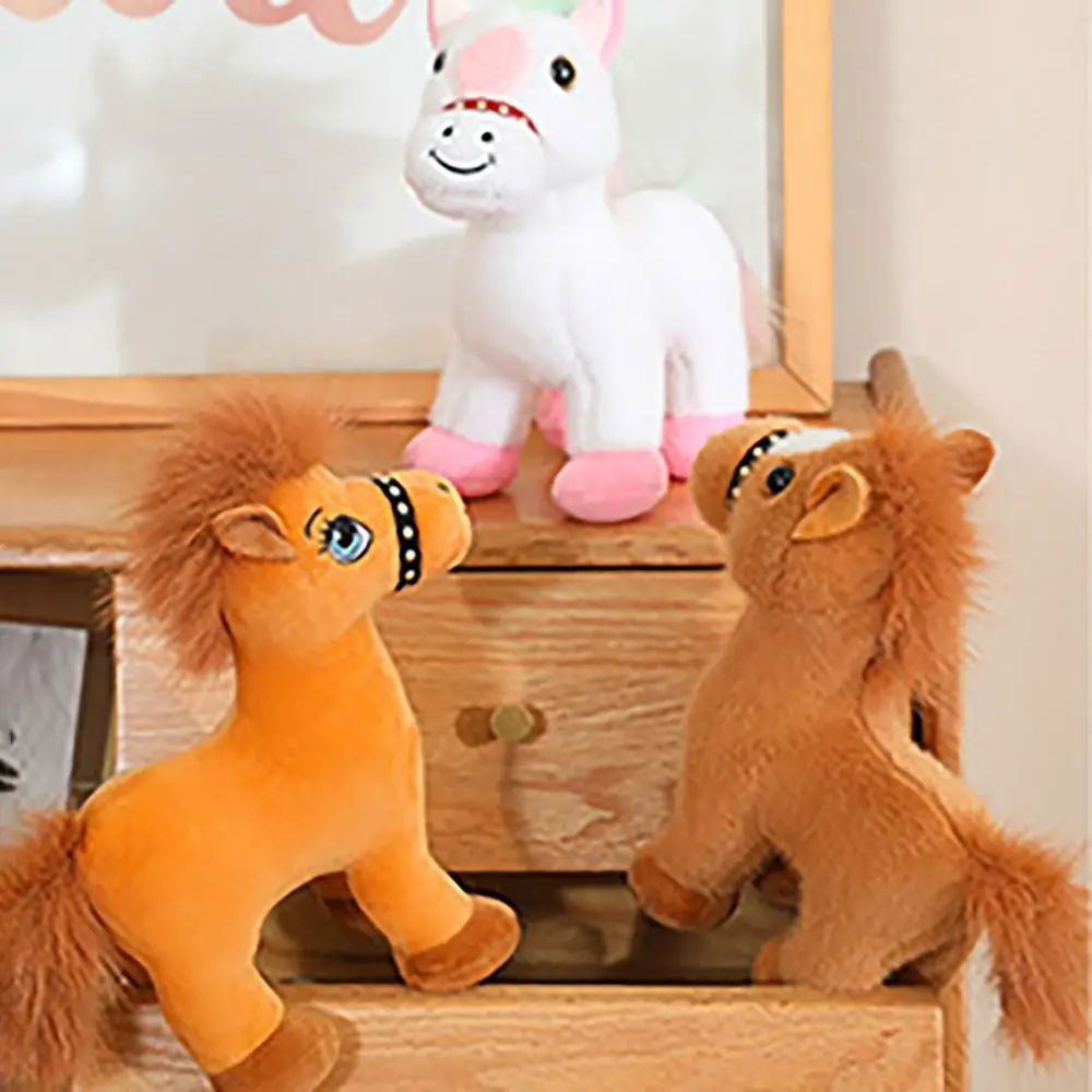 Dessin animé + PP coton petit foal 20 cm objets de collection Simulation cheval réaliste Animal cadeau